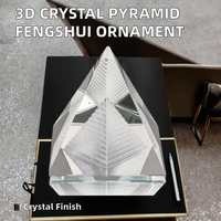 Heißer Verkauf: 40mm 50mm 60mm 80mm 3D Kristallglas Hohle Pyramide EISBERG-Motiv Poliertes Briefbeschwerer-Ornament Geschnitzt Transparent