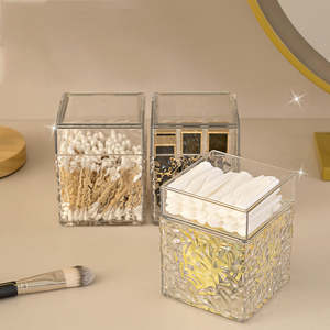 Caja de Almacenamiento de Hisopos de Algodón de Acrílico con Patrón de Hielo Personalizable al por Mayor, Organizador de Baño de Lujo Ligero OEM - Product Image 4