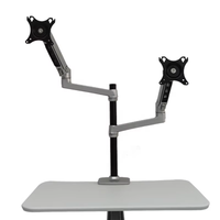 Support de moniteur de bureau à double écran Support de moniteur en aluminium à double bras réglable en hauteur Support de moniteur stable