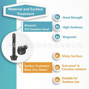 410 Stainless Steel Hex Washer Head Self Tapping Screw Assortment 195pcs Imperial Inch Metal Fasteners Grade A - Product Image 4