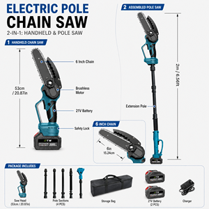 Scie à chaîne électrique sans fil à longue portée pour jardinage industriel, scie à branches hautes, personnalisable OEM, <span class=keywords><strong>batterie</strong></span> au lithium 300W, tige d'extension - Product Image 4