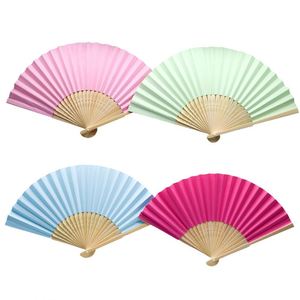 Wholesale Custom Personalized Large Wedding Folding Hand Fan Nylon Fabric with Flower Style Painting Pattern for Promotional Use - Product Image 1