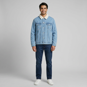 Veste en jean et logo sur mesure en couleur bleu noir veste en jean fourrure de coton pour homme vente en gros - Product Image 1