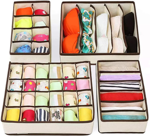 4pcs Sets Closet Underwear Socks Organizer Drawer Divider Folding Fabric Can Be Washed Cloth Storage Box For Home