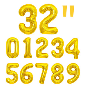 Nuevas llegadas Globos de <span class=keywords><strong>cumpleaños</strong></span> de 32 pulgadas Números Globo de aluminio para Año Nuevo - Product Image 4