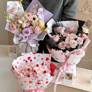 Mới đến trái tim màu đỏ mô hình không thấm nước hoàn toàn đục nhựa giấy gói cho người bán hoa ngày của mẹ - Product Image 4