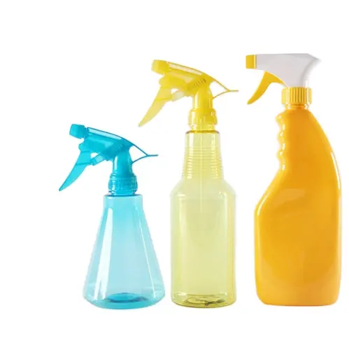 300ml beaker shape transparent blue color PET plastic spray cleaning bottle