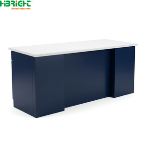 Modern Retail Checkout Counter L Shape POS Cashier <b>Desk</b> <b>Grey</b> Store Front Reception Counter for Shop - Product Image 2