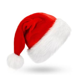 Gorro de Santa Claus Navideño de Felpa Larga con Pompón de Color Personalizado para Adultos - Uso en Fiestas y al Aire Libre - Product Image 1