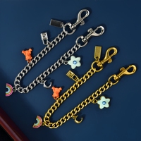 Gantungan Tas Logam Berbentuk Beruang Kartun Lucu dengan Bunga Pelangi, Liontin Enamel, Hiasan Rantai Tas, Ornamen Fashion, Hadiah untuk Anak Perempuan dan Wanita