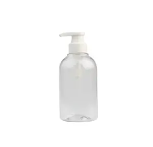 Bouteille de lavage des mains en plastique transparent pour animaux de compagnie JS Boston 500ml pour shampooing désinfectant pour lavage des mains avec pompe