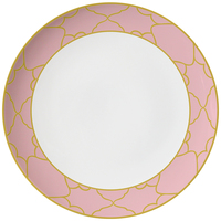 Ensemble de vaisselle en porcelaine fine classique, rond, populaire, rose bébé, bord doré, cassable