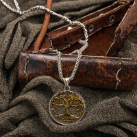 Pendentif vintage au charme nordique, amulette ronde, collier rond, bijoux rétro nordiques pour hommes et femmes