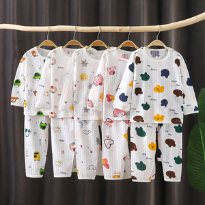Set <span class=keywords><strong>Pigiama</strong></span> Boutique per Neonato Maschio, Maniche Lunghe, Collo Tondo, Bottoni sulle Spalle, Pantaloni con Stampa Celestiale, Abbigliamento da Notte per Bambini all'Ingrosso - Product Image 6