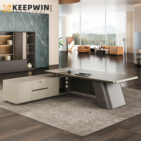Alibaba Foshan mobilier de bureau usine moderne en forme de L pour patron ordinateur Table de direction en bois