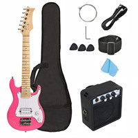 Travel Guitar Kit Size 3/4 Electric Guitar Maple Neck Body Glossy Finish Accessories Including 5 Watt Amplifier OEM