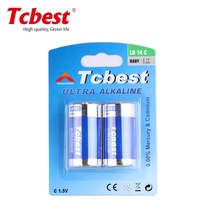 Cellule sèche alcaline Lr14 de taille primaire C paquet de 2 pièces pile alcaline 1.5V