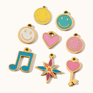 Beimai OEM เสน่ห์สำหรับการทำเครื่องประดับดอกไม้นกนางฟ้าปลาโลมาที่มีสีสันหยดน้ำมันสแตนเลสอุปกรณ์จี้ DIY - Product Image 3