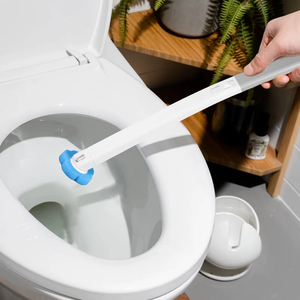 Brosse de nettoyage à long manche avec 8 têtes de remplacement en éponge jetable, tampons de recharge, ensemble de brosse de toilette jetable avec un support - Product Image 2