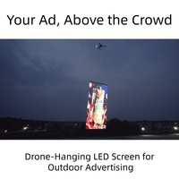 Écran volant double face haute transparence P25LMP 120x280, résistant au vent 5m/s, affichage aérien extérieur pour publicité par drone