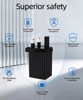 Cargador GaN de 65W con Enchufe para Reino Unido, Adaptador de Carga Rápida Tipo-C con Protección OTP/OVP, Compatible con PD3.0 y Salida de 20V