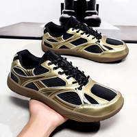 Baskets à lacets pour hommes à bout large, chaussures de sport décontractées d'automne, respirantes avec empeigne en maille, couleur unie, bout rond