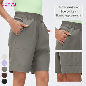 Shorts de sport Janya 2026 pour <span class=keywords><strong>femme</strong></span>, respirants, extensibles, tissés, taille élastique, coupe décontractée, taille haute, mi-longs, jambe <span class=keywords><strong>large</strong></span> droite - Product Image 3