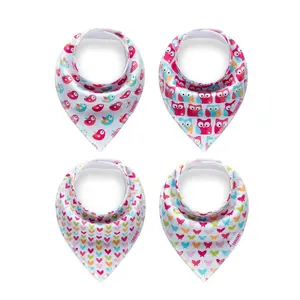 Factory custom Wholesale custom front cotton back fleece high quality floral printed baby bandana bibs for girls