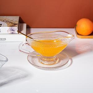 Juego de Tazas de Leche para Desayuno de Cristal Transparente con Relieve, Ecológico y Moderno, con Posavasos, Cuchara y Correa - Product Image 4