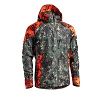 Veste imperméable à capuche pour homme, camouflage vert contrastant orange, pour la chasse, la randonnée en jungle