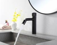 Keran Kamar Mandi Satu Lubang Pegangan Tunggal Model Deck Mount Kuningan Hitam Modern Keramik untuk Wastafel dengan Bidet