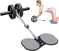 Roue abdominale avec résistance réglable et rebond automatique, équipement d'entraînement détachable pour la musculation avec genouillère