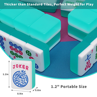 Jeu de tuiles de Mahjong, jeu de tuiles de Mahjong américain avec 2 dés, 166 tuiles acryliques gravées (1,2 pouces), bleu turquoise