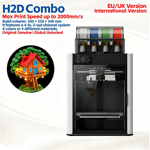 เครื่องพิมพ์สามมิติ <span class=keywords><strong>Pro</strong></span> Hobby Bamboo H2D Combo Enclosed FDM 3D Printer EU UK Unlocked Global Core-XY รองรับแอพพลิเคชั่น เชื่อมต่อผ่าน WiFi กับโทรศัพท์มือถือ - Product Image 1