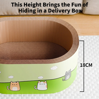 Lit et Nid pour Chat en Forme de Chat de Dessin Animé, Durable, Anti-Griffures, Sans Débris, Bac à Griffer pour Chat