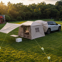 Carpa Inflable para Puerta Trasera de Auto, 380x230cm, Casa de Camping Trasera para SUV, Oxford 210D, PVC de Alta Resistencia, Columna de Aire, Portátil, Impermeable