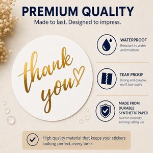 Factory Supply 1.5in Gold Foil Heart Round Adhesive <b>Labels</b> Black White Pink Navy Custom Print For Gift <b>Packaging</b> Bulk Order - Product Image 6