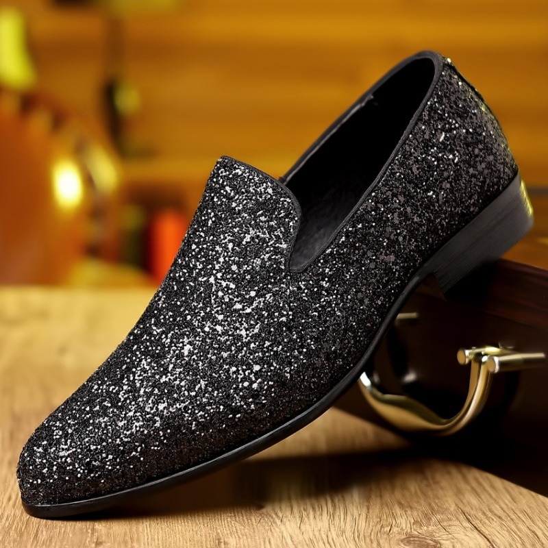 slim fit dress slacks Green Sparkly Loafers | Rhinestone Design main image 1