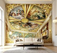Papier peint pour plafond d'église, 3D, style européen rétro, peintures murales personnalisées