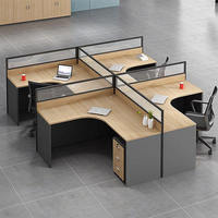 Ensemble de chaise de bureau bureau bureau d'ordinateur en bois créatif pour plusieurs personnes avec porte-carte haut pour poste du personnel