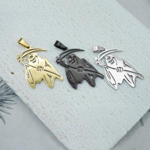 Joyerí<span class=keywords><strong>a</strong></span> Gótica Vintage para Hombre, Colgante de Acero Inoxidable con Diseñ<span class=keywords><strong>o</strong></span> de <span class=keywords><strong>Muerte</strong></span>, Santa <span class=keywords><strong>Muerte</strong></span> - Product Image 1