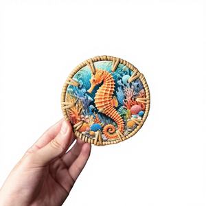 แผ่นรองแก้วไม้ลายสัตว์หลากสีสัน งานฝีมือเคลือบเงา ทนทาน ปลอดสารพิษ เป็นมิตรกับสิ่งแวดล้อม ใช้ตกแต่งโต๊ะ - Product Image 1