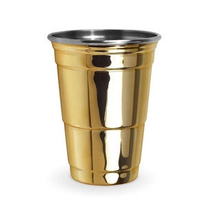 Gobelets à bière en acier inoxydable électro-plaqué or <span class=keywords><strong>original</strong></span> à <span class=keywords><strong>double</strong></span> <span class=keywords><strong>paroi</strong></span> de 16 onces pour le beer pong - Product Image 1