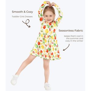 Vestido Casual Personalizado para Niñas, Manga Larga, Cintura Elástica, Corte en A, Viscosa de Bambú, Transpirable, para Uso Diario - Product Image 5