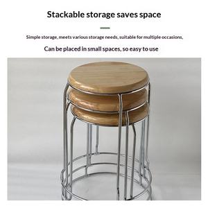 Taburete de Madera Maciza para el Hogar, Barra de Acero Reforzada, Diseño Moderno y Sencillo, Apilable, Muebles para Comedor, Restaurante, Cafetería - Product Image 4