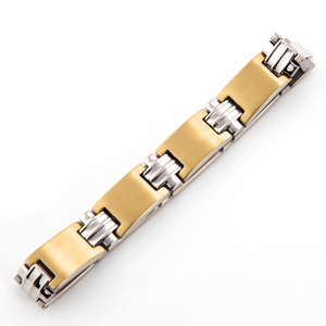 Vendita calda da uomo stile Trendy bracciale in acciaio inox placcato oro doppia catena <span class=keywords><strong>con</strong></span> forte calamita braccialetti alla moda - Product Image 5