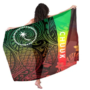 China fornecedor alta qualidade sarongs design de logotipo personalizado novo designer chuuk bandeira polinésia tradicional tribais floral tecido