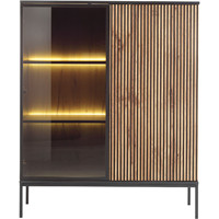 Armoire de rangement moderne extensible en bois écologique noire à 4 compartiments avec portes à panneaux surélevés pour salon, chambre et maison