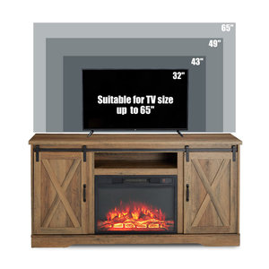 Centro <span class=keywords><strong>de</strong></span> <span class=keywords><strong>Entretenimiento</strong></span> <span class=keywords><strong>de</strong></span> Madera con Chimenea Eléctrica y Puerta Corredera Estilo Granero <span class=keywords><strong>para</strong></span> <span class=keywords><strong>TV</strong></span> - Product Image 6