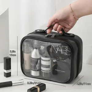 Borsa cosmetica impermeabile dell'organizzatore del PVC trasparente di dimensione su ordinazione della fabbrica per il viaggio per la valigia e il bagaglio a mano